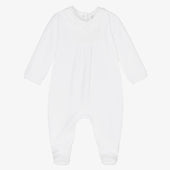Babidu Baby White Brushed Cotton Romper